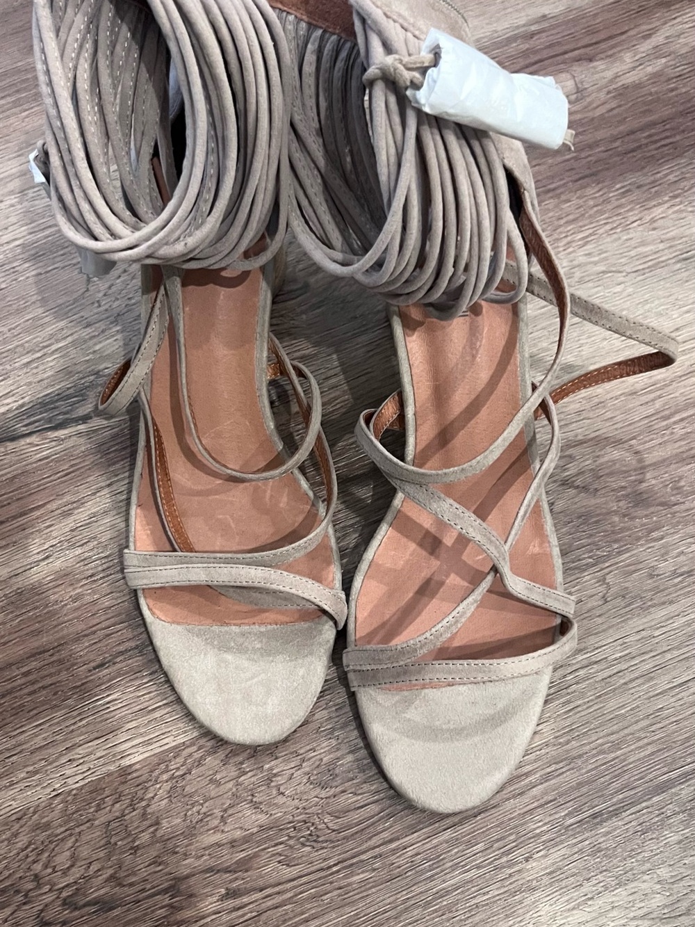 Jeffrey Campbell Taupe Lace-Up Strappy Sandals
